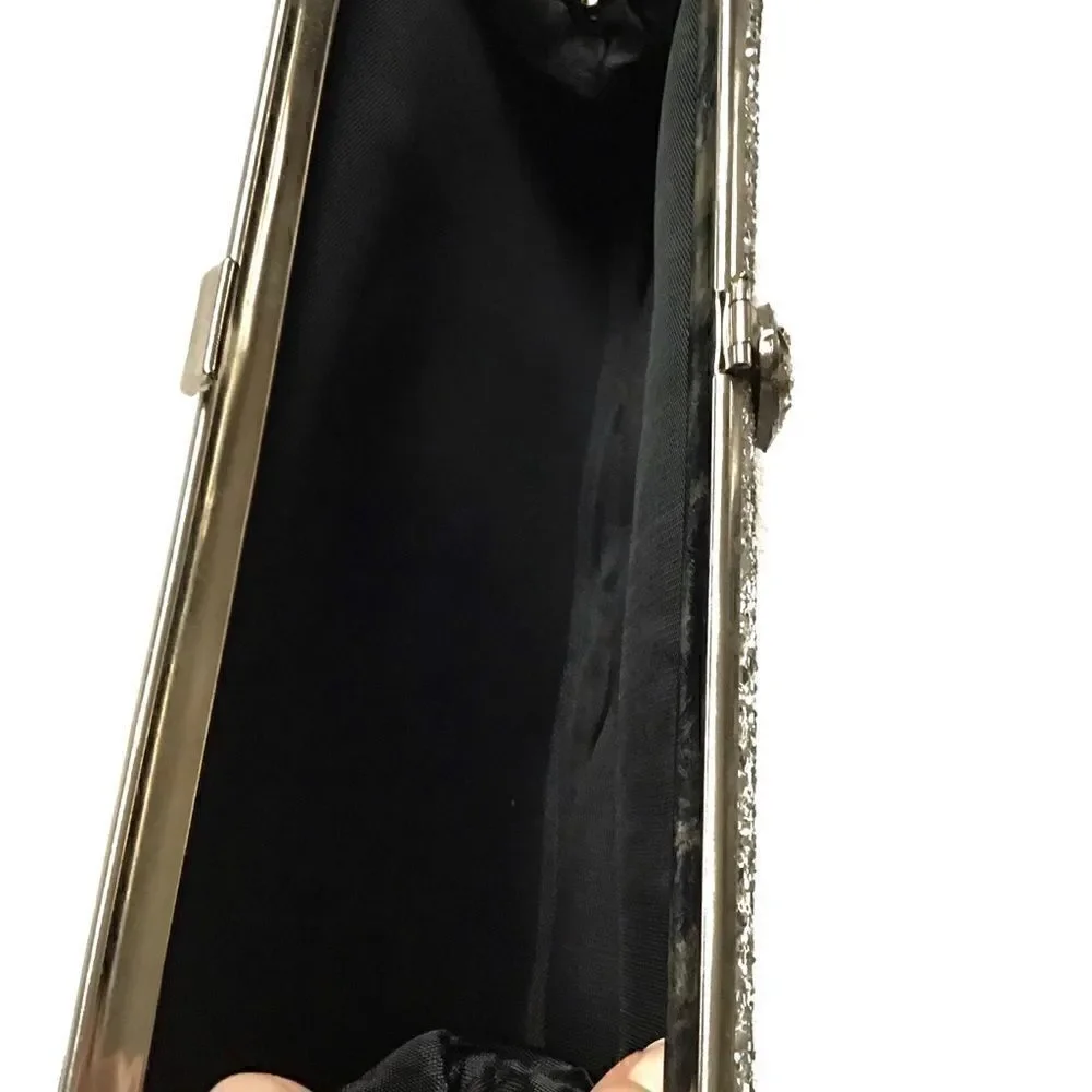Vintage Silver Glitter Evening Clutch